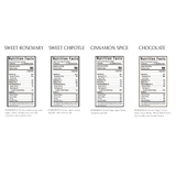 Mix Pack 8 – 4 Flavor - 8 Bags Total - 2 Chocolate, 2 Cinnamon, 2 Rosemary, 2 Salty Chipotle (100g Each)