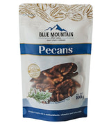 Bag of Blue Mountain Pecans with pecans and mountain design on a white background